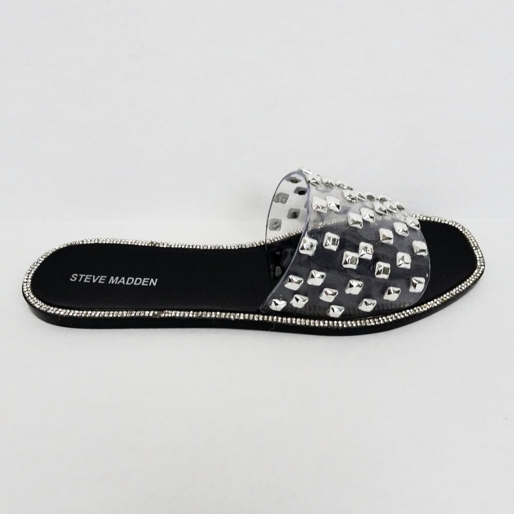 Steve Madden Jynn Studded Clear Rhinestone Slip on Sandals Shoes 10 41 Summer - Picture 3 of 7